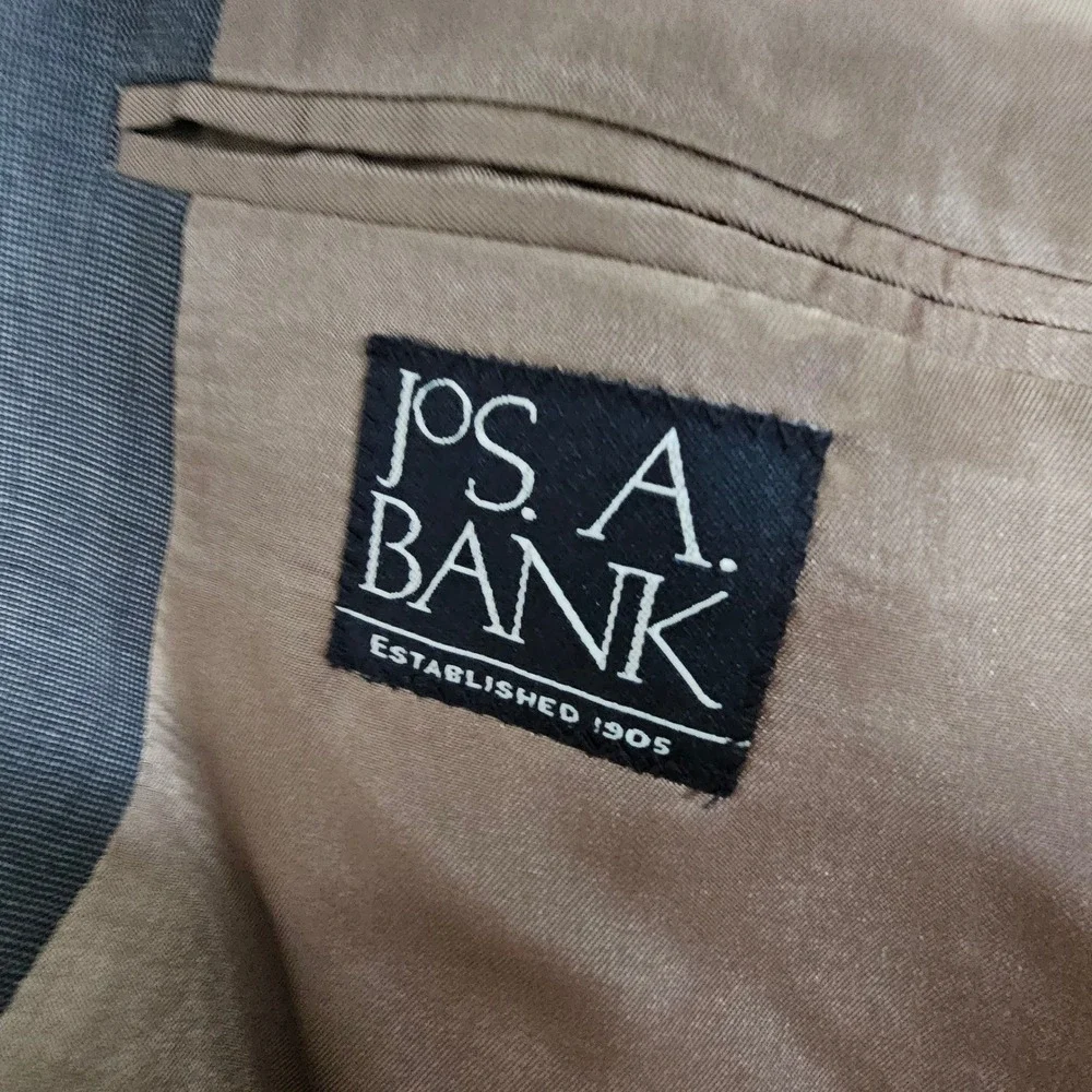Jos. A. Bank Mens 52L Two Piece Suit Charcoal Gray 100% Wool Pleated Pants